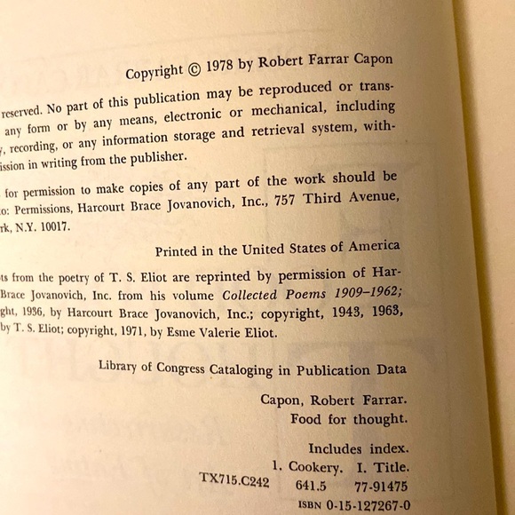 FOOD FOR THOUGHT RESURRECTING THE ART OF EATING by ROBERT FARRAR CAPON - Picture 4 of 7